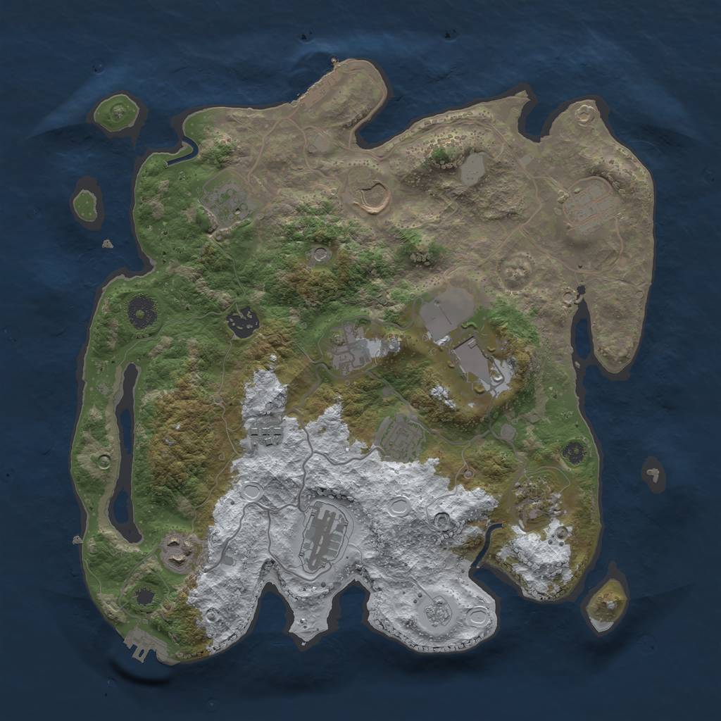 Rust Map: Procedural Map, Size: 3500, Seed: 23855, 20 Monuments