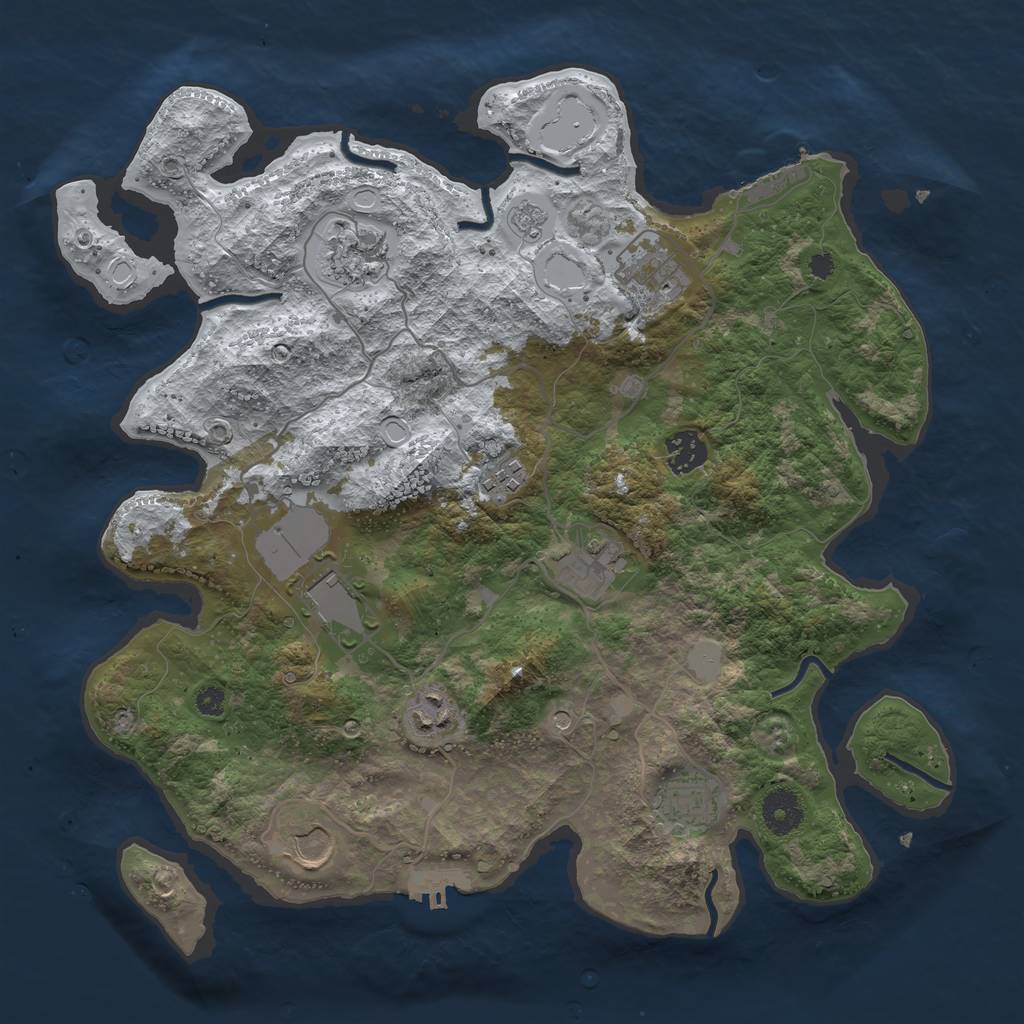 Rust Map: Procedural Map, Size: 3600, Seed: 7777, 18 Monuments