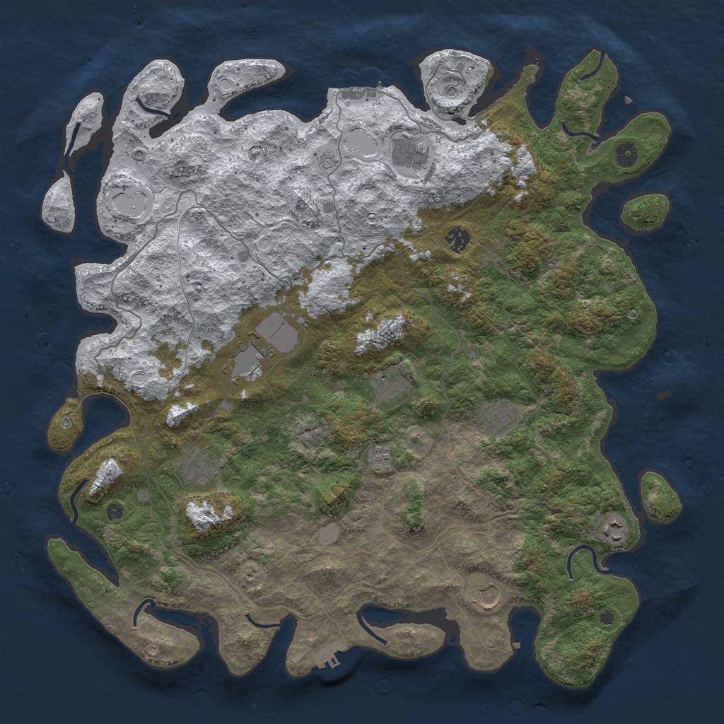 Rust Map: Procedural Map, Size: 4567, Seed: 342311756, 18 Monuments