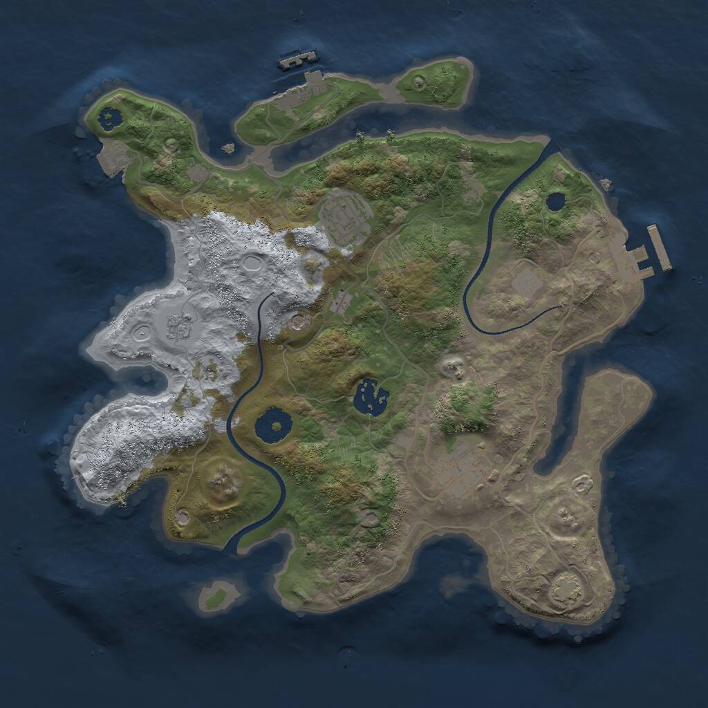 Rust Map: Procedural Map, Size: 3000, Seed: 868889095, 9 Monuments