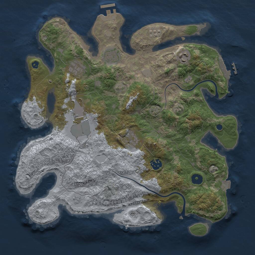 Rust Map: Procedural Map, Size: 3500, Seed: 943378173, 13 Monuments