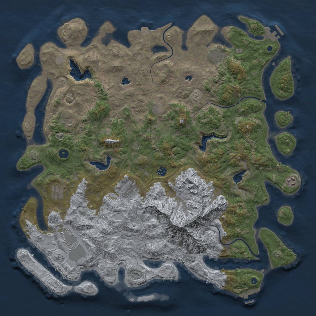 Rust Map: Procedural Map, Size: 5000, Seed: 8273437, 15 Monuments