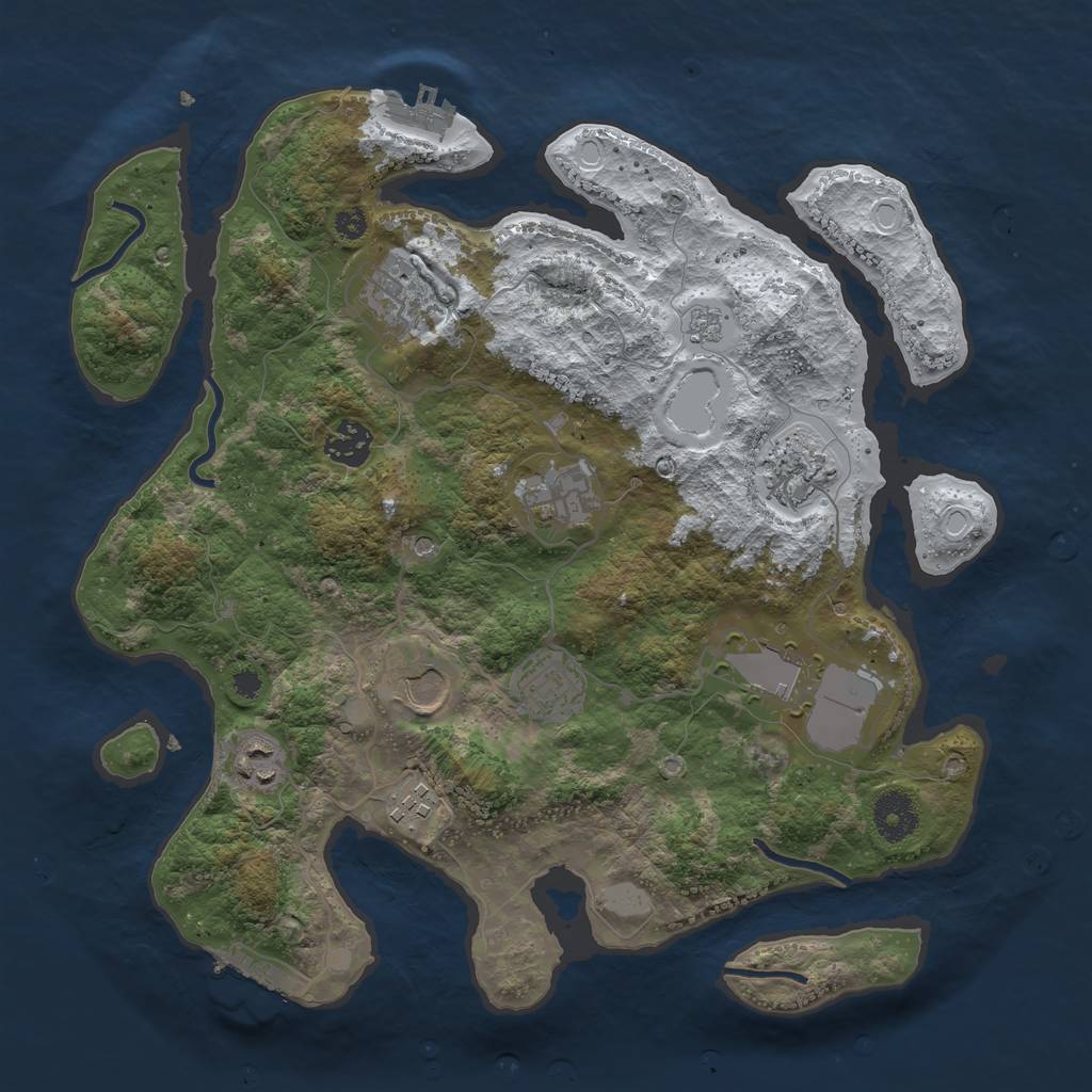 Rust Map: Procedural Map, Size: 3500, Seed: 404, 18 Monuments