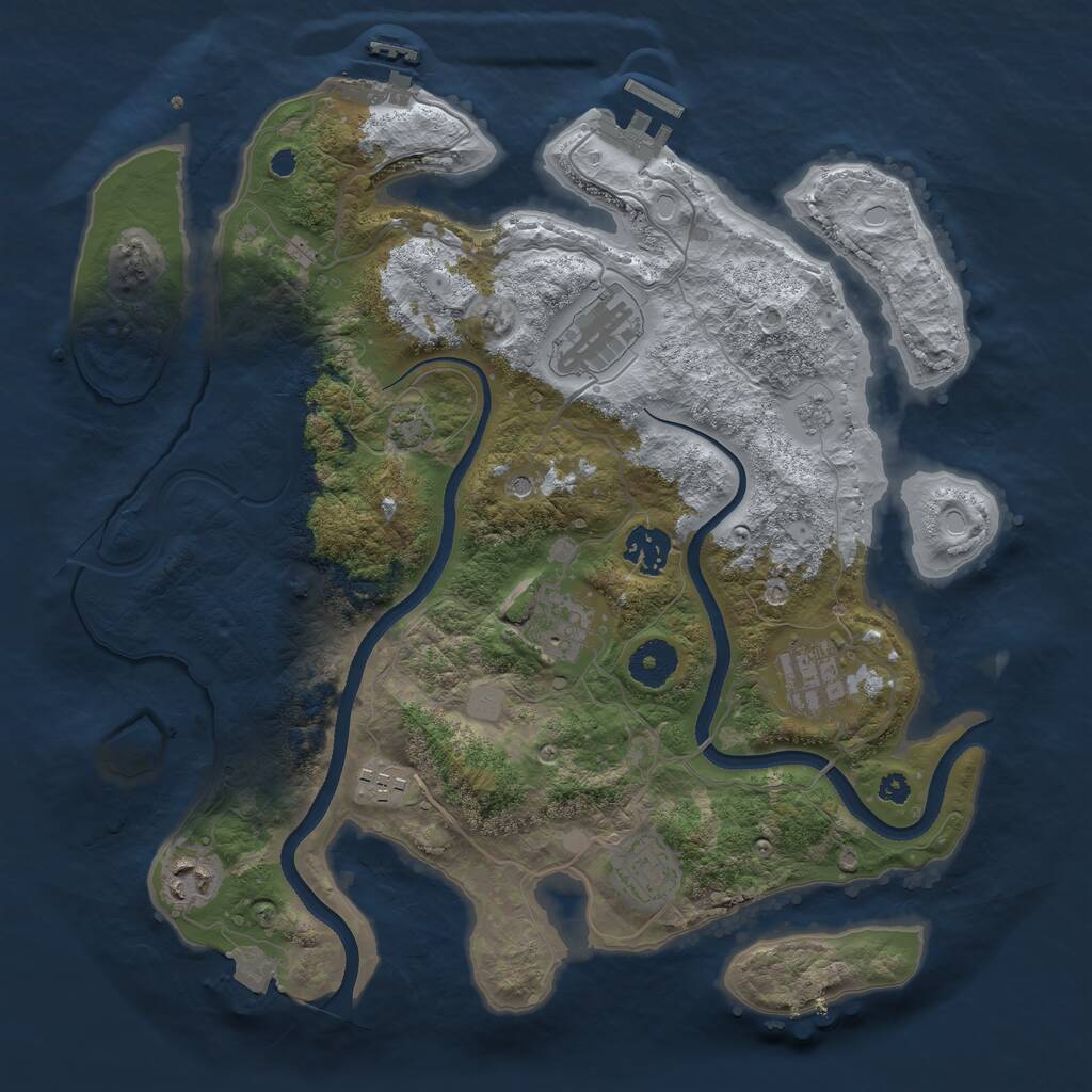 Rust Map: Procedural Map, Size: 3500, Seed: 404, 13 Monuments