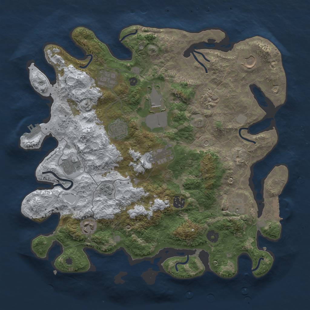 Rust Map: Procedural Map, Size: 3750, Seed: 836429099, 20 Monuments