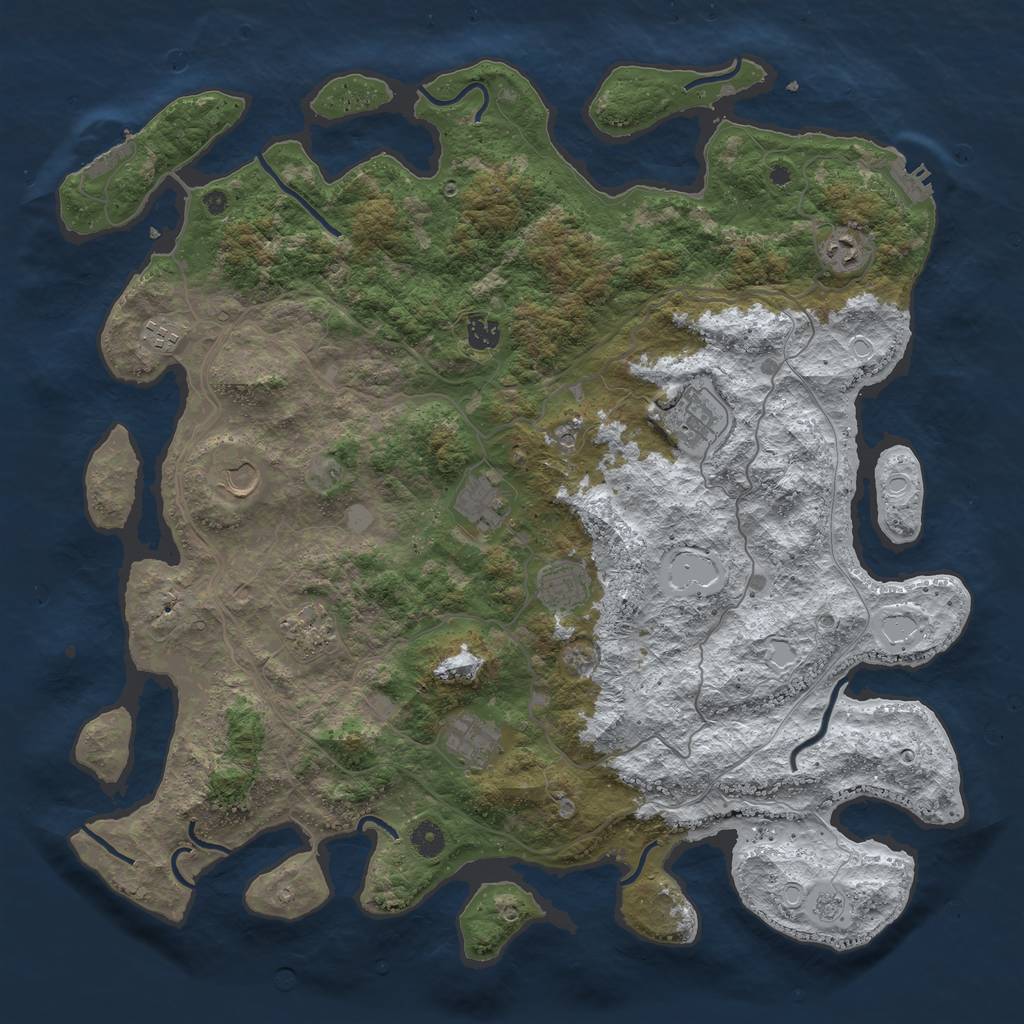 Rust Map: Procedural Map, Size: 4500, Seed: 23435255, 18 Monuments