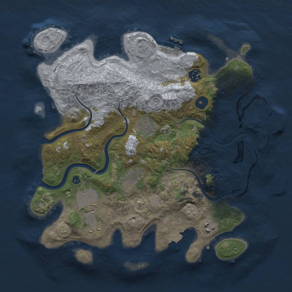 Rust Map: Procedural Map, Size: 3500, Seed: 292501644, 12 Monuments