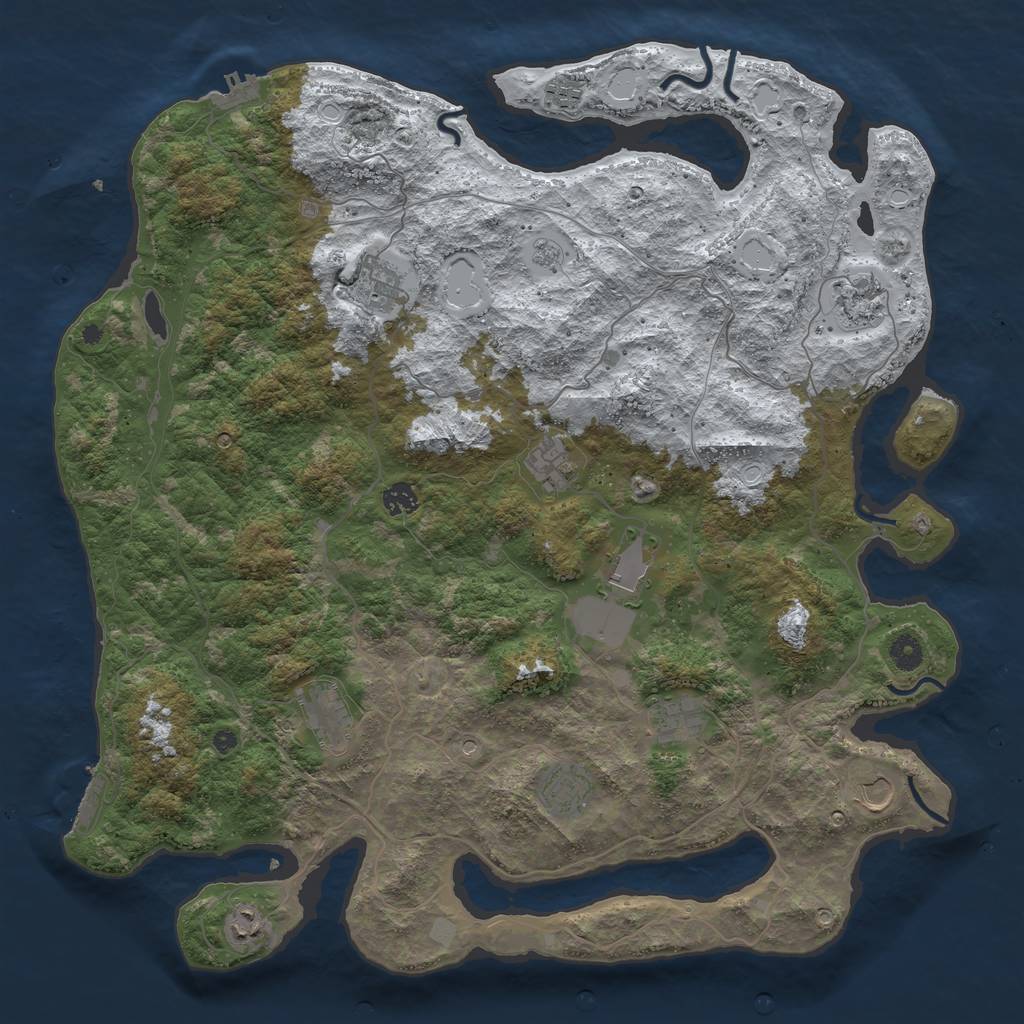 Rust Map: Procedural Map, Size: 4500, Seed: 74429791, 20 Monuments