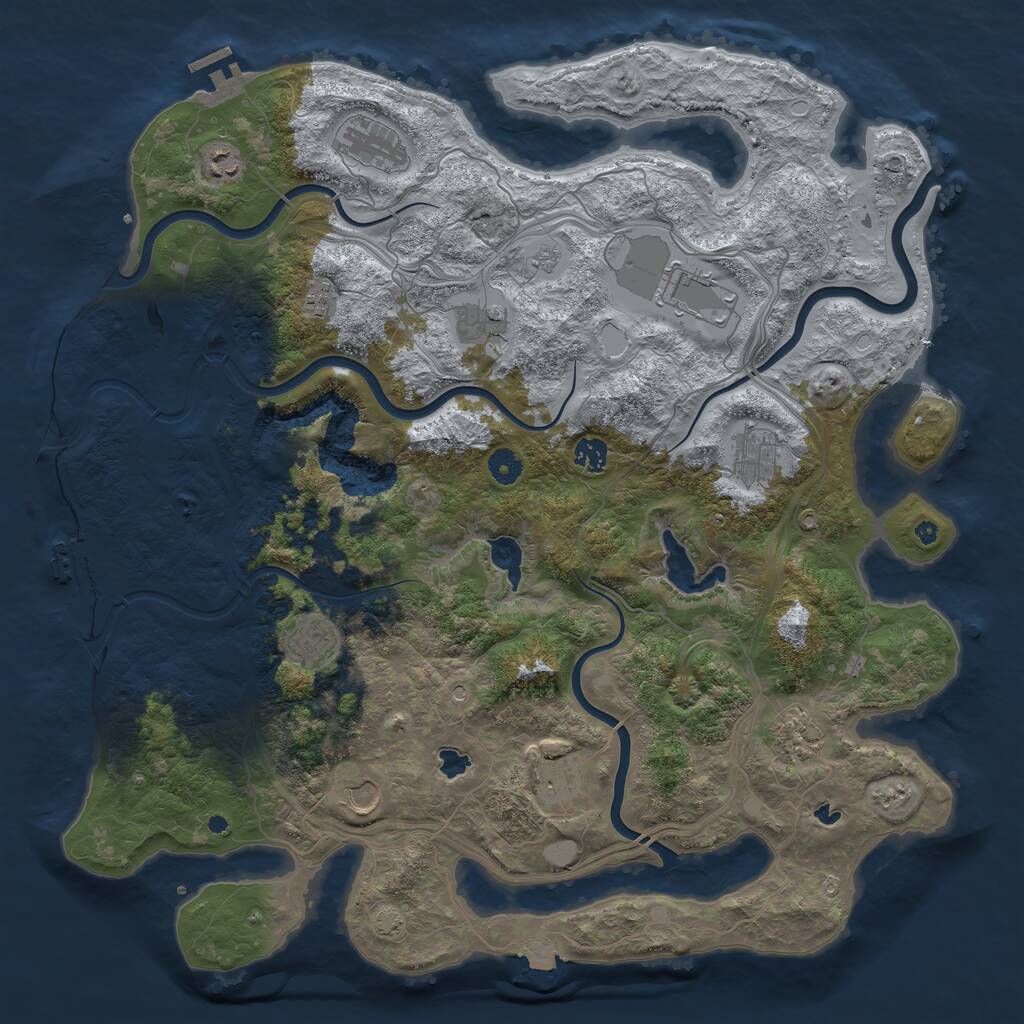 Rust Map: Procedural Map, Size: 4500, Seed: 74429791, 17 Monuments