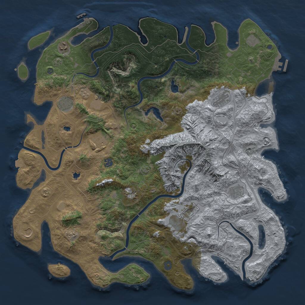 Rust Map: Procedural Map, Size: 5000, Seed: 1387091601, 19 Monuments