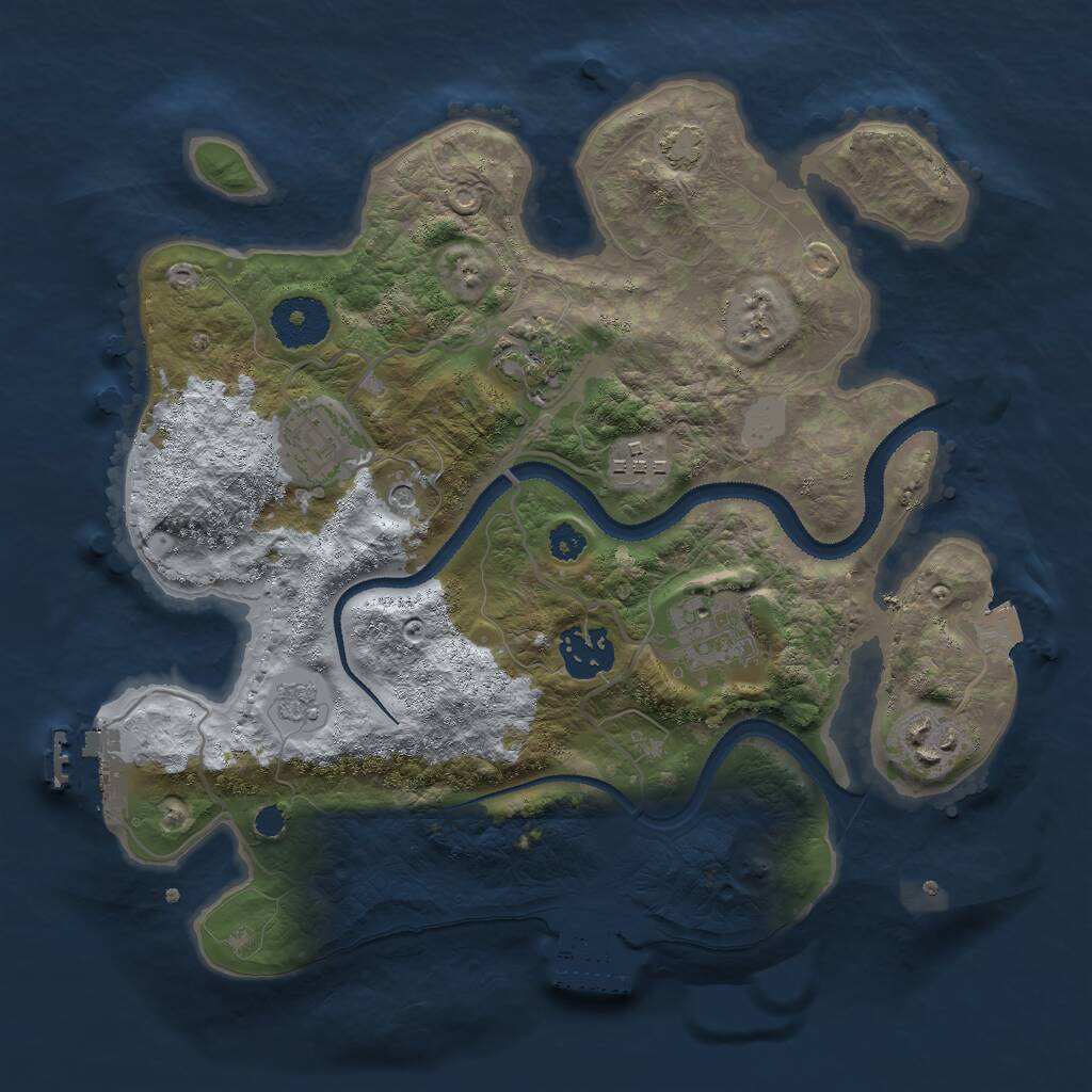 Rust Map: Procedural Map, Size: 3000, Seed: 2135348446, 12 Monuments