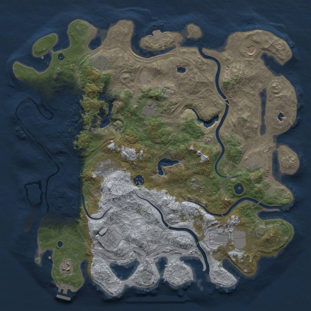 Rust Map: Procedural Map, Size: 4500, Seed: 1353277106, 17 Monuments