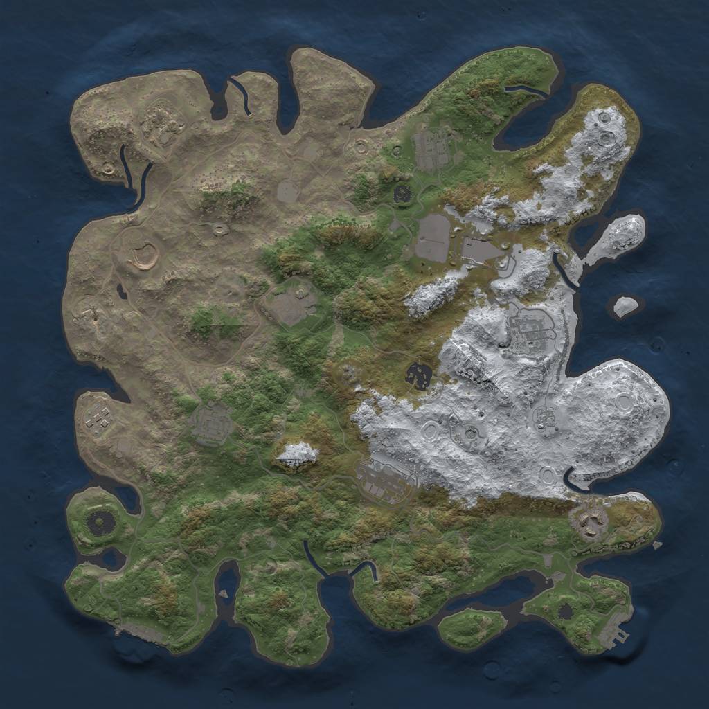 Rust Map: Procedural Map, Size: 3950, Seed: 258657296, 20 Monuments