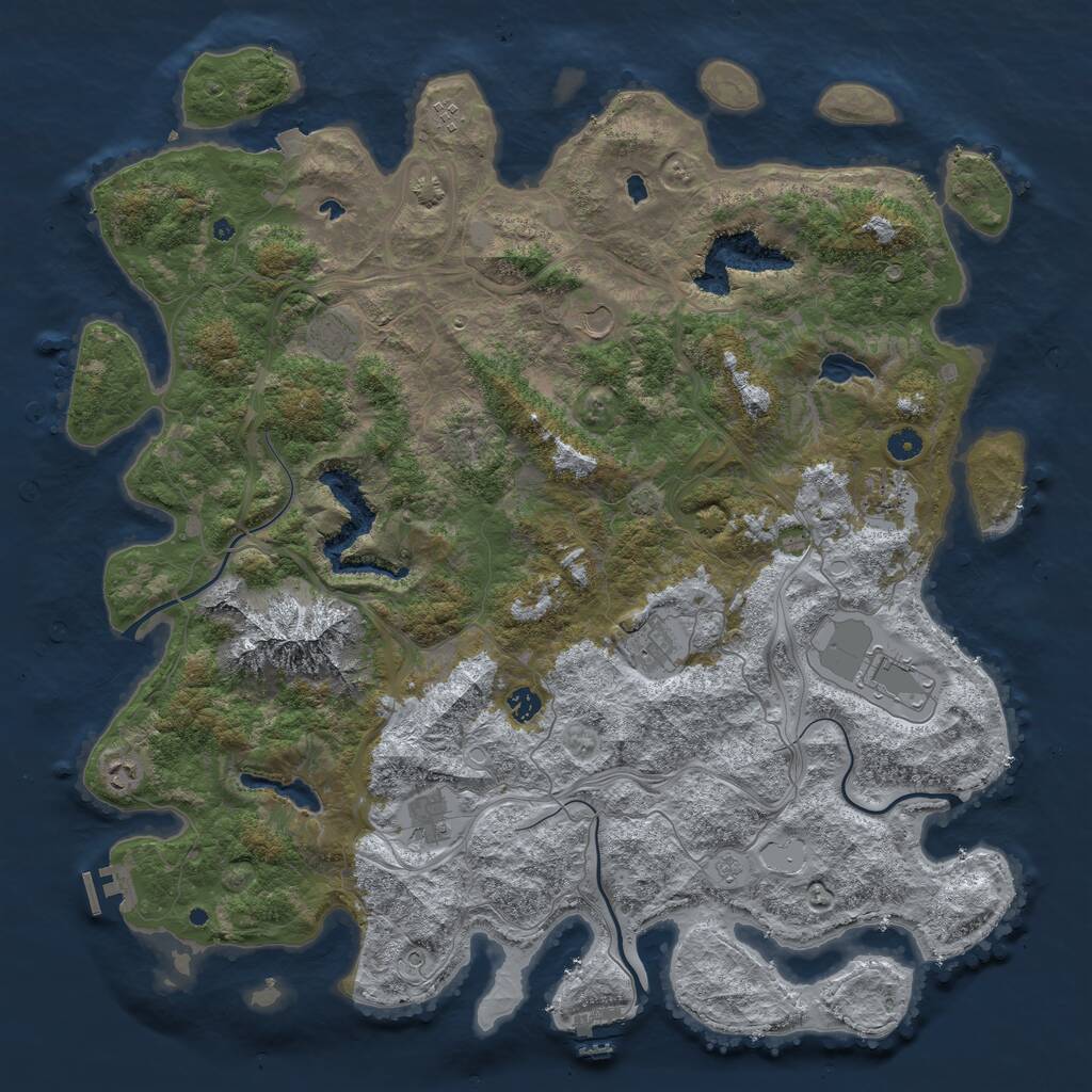 Rust Map: Procedural Map, Size: 5000, Seed: 9, 15 Monuments