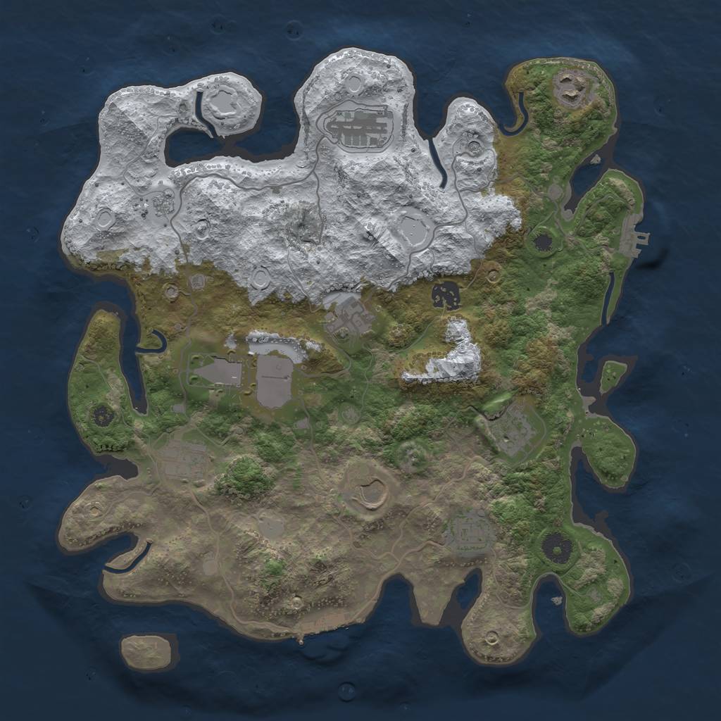 Rust Map: Procedural Map, Size: 3600, Seed: 5737, 18 Monuments