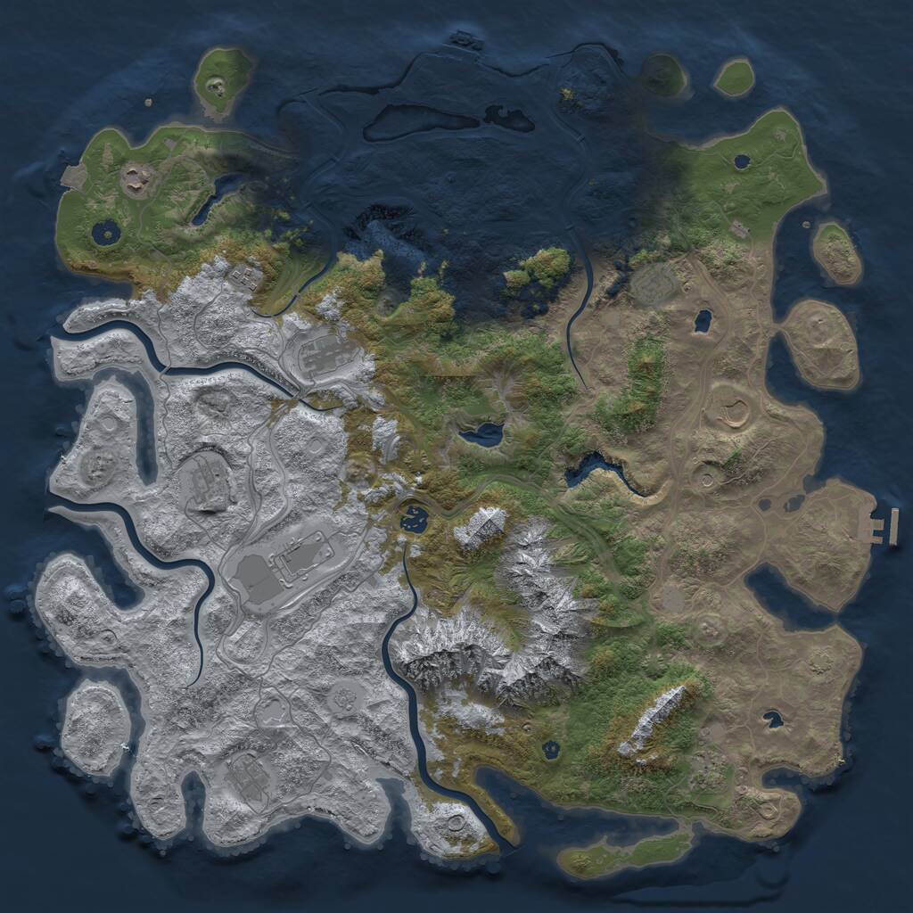 Rust Map: Procedural Map, Size: 5000, Seed: 1101031746, 16 Monuments