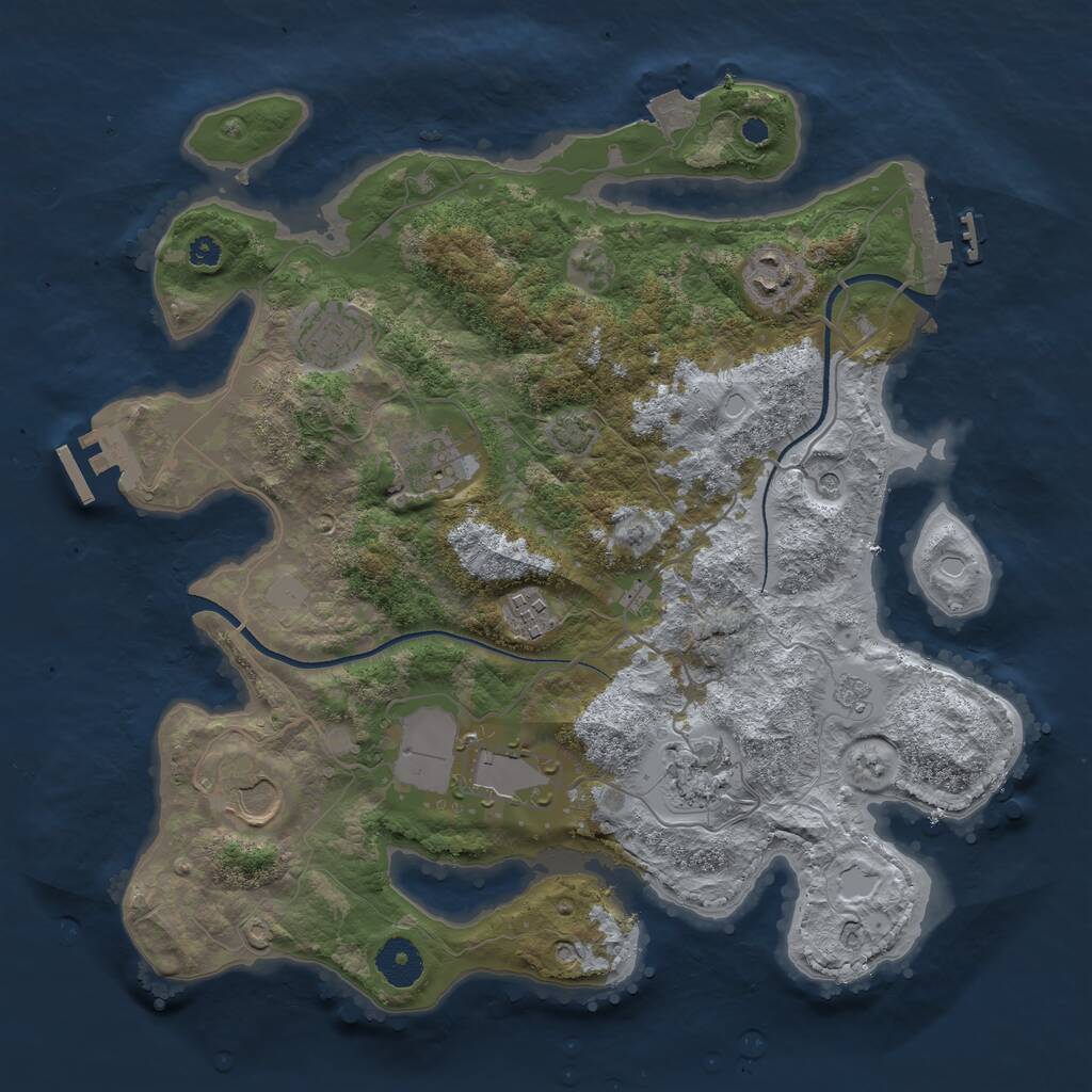 Rust Map: Procedural Map, Size: 3500, Seed: 2132009731, 13 Monuments