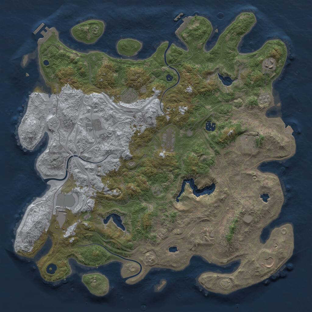 Rust Map: Procedural Map, Size: 4500, Seed: 2807623, 16 Monuments