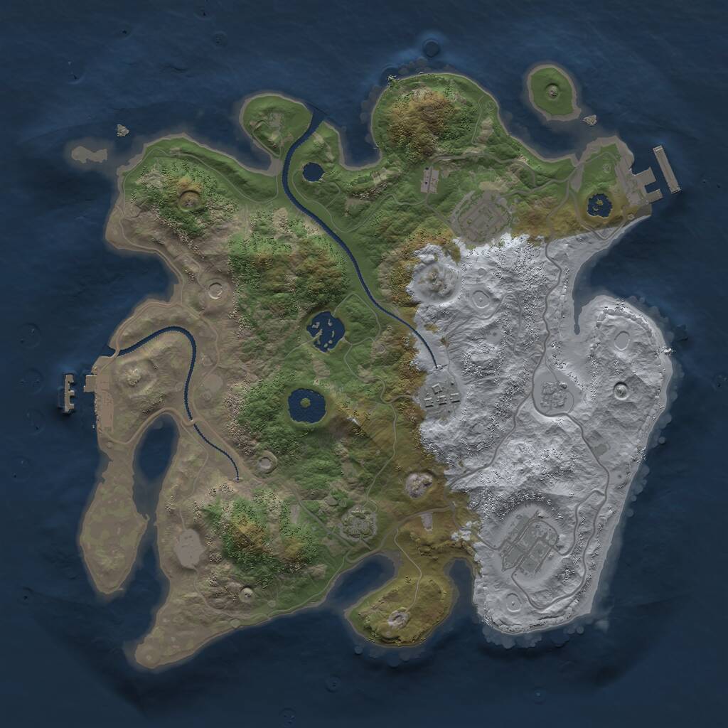 Rust Map: Procedural Map, Size: 3000, Seed: 587907090, 10 Monuments
