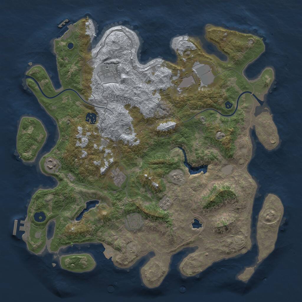 Rust Map: Procedural Map, Size: 4000, Seed: 8676205, 12 Monuments