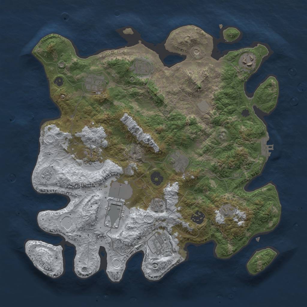 Rust Map: Procedural Map, Size: 3500, Seed: 1596823956, 17 Monuments