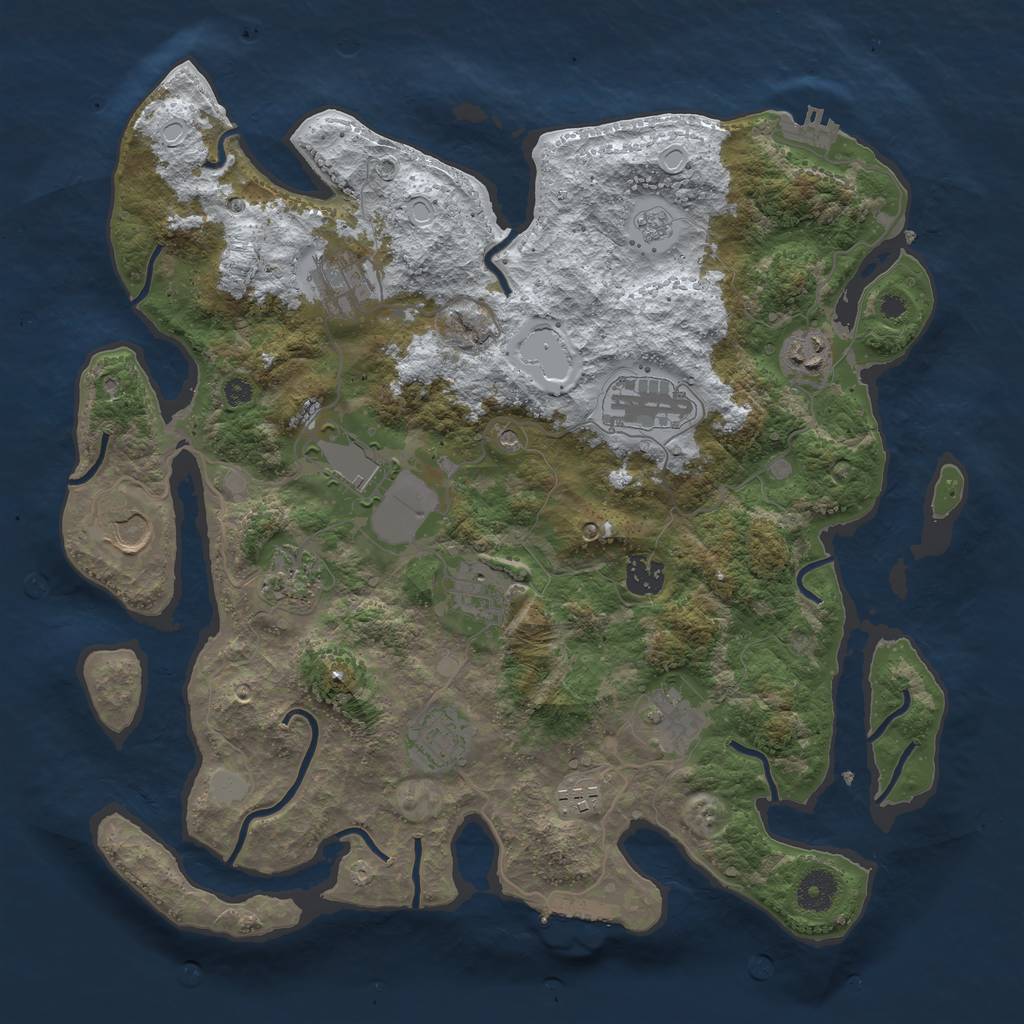 Rust Map: Procedural Map, Size: 3800, Seed: 421, 20 Monuments