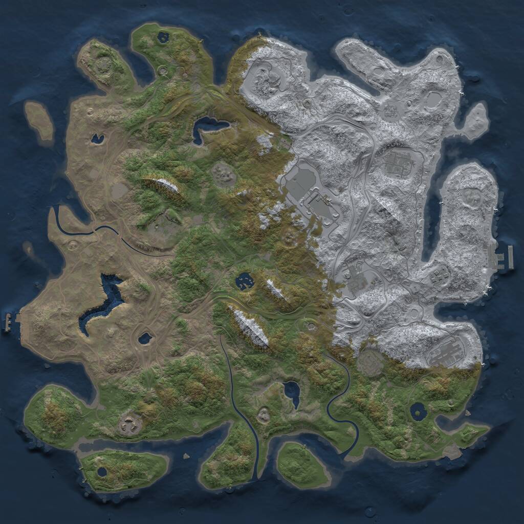 Rust Map: Procedural Map, Size: 4500, Seed: 43921, 16 Monuments