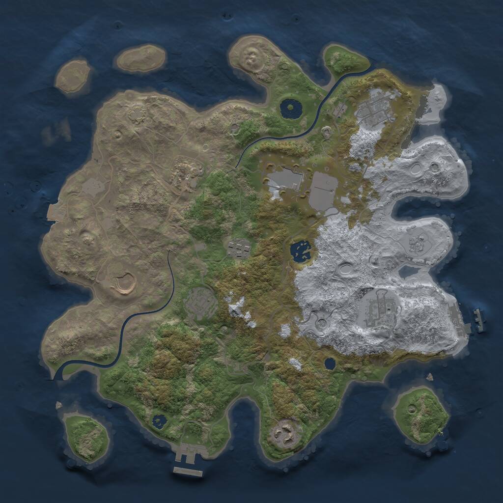 Rust Map: Procedural Map, Size: 3500, Seed: 5215130, 15 Monuments