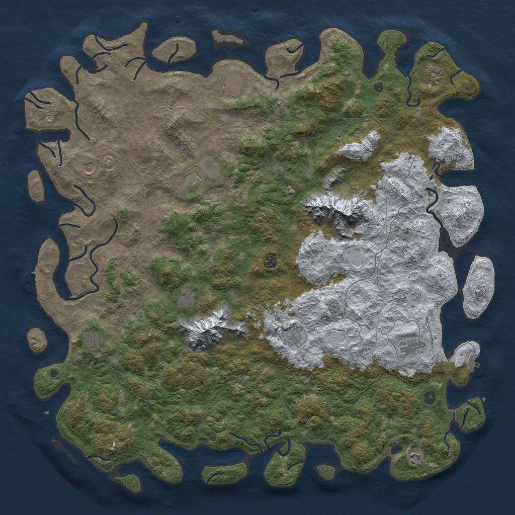 Rust Map: Procedural Map, Size: 6000, Seed: 45000, 20 Monuments