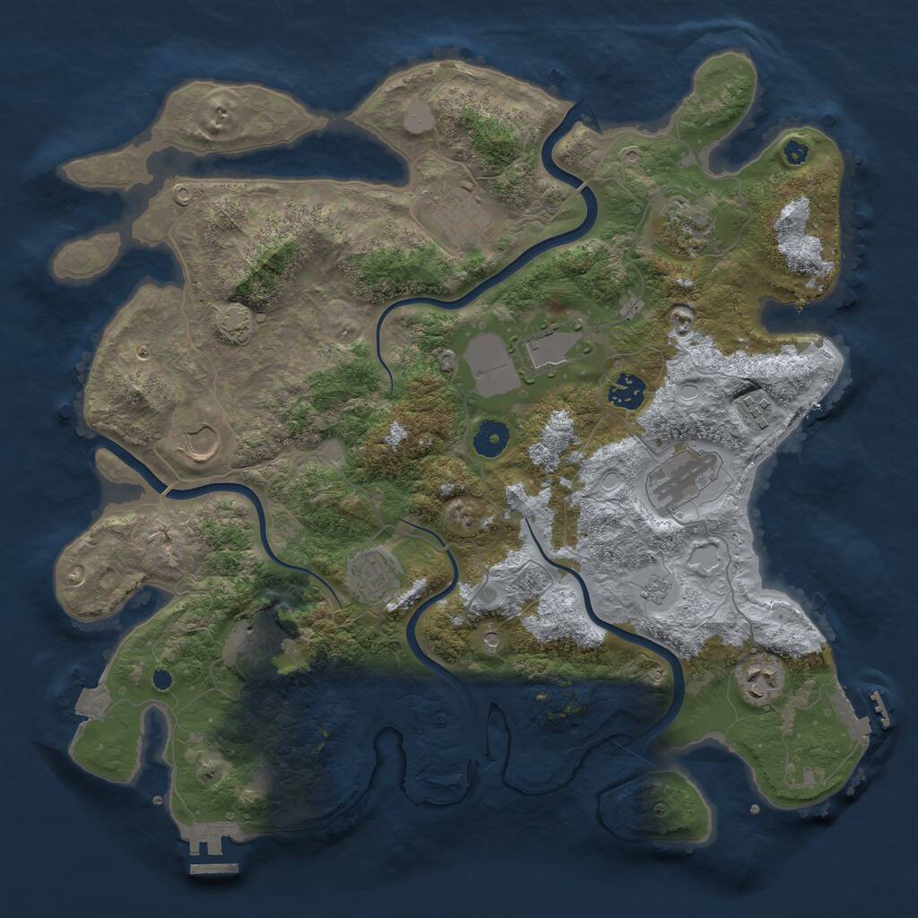 Rust Map: Procedural Map, Size: 3850, Seed: 418608668, 16 Monuments