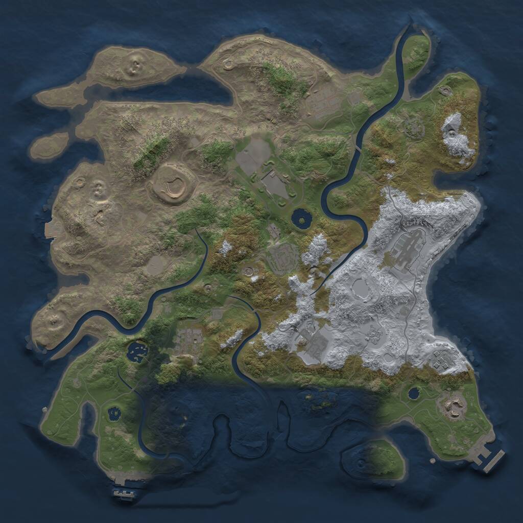 Rust Map: Procedural Map, Size: 3850, Seed: 418608668, 16 Monuments