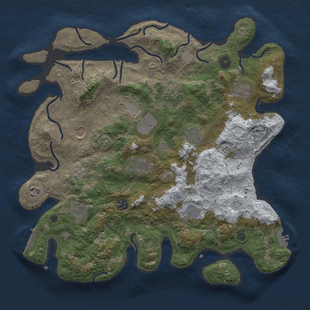 Rust Map: Procedural Map, Size: 3850, Seed: 418608668, 20 Monuments