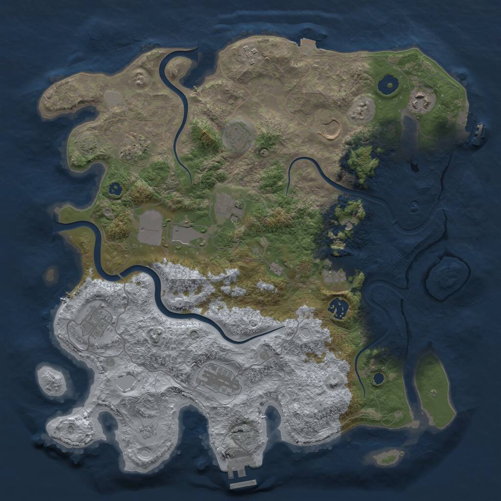 Rust Map: Procedural Map, Size: 3800, Seed: 1241502267, 17 Monuments
