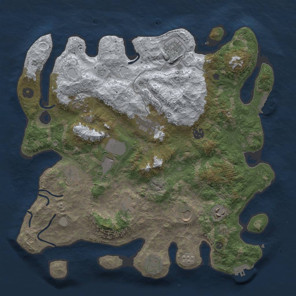 Rust Map: Procedural Map, Size: 3950, Seed: 881507313, 20 Monuments