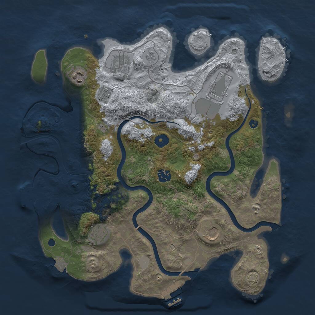 Rust Map: Procedural Map, Size: 3500, Seed: 688683053, 13 Monuments