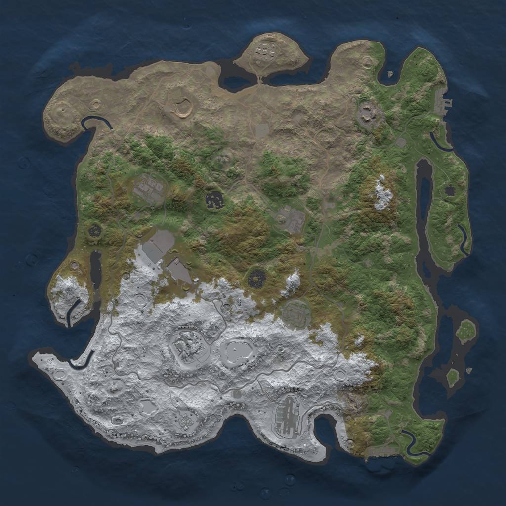 Rust Map: Procedural Map, Size: 4050, Seed: 1538688029, 19 Monuments