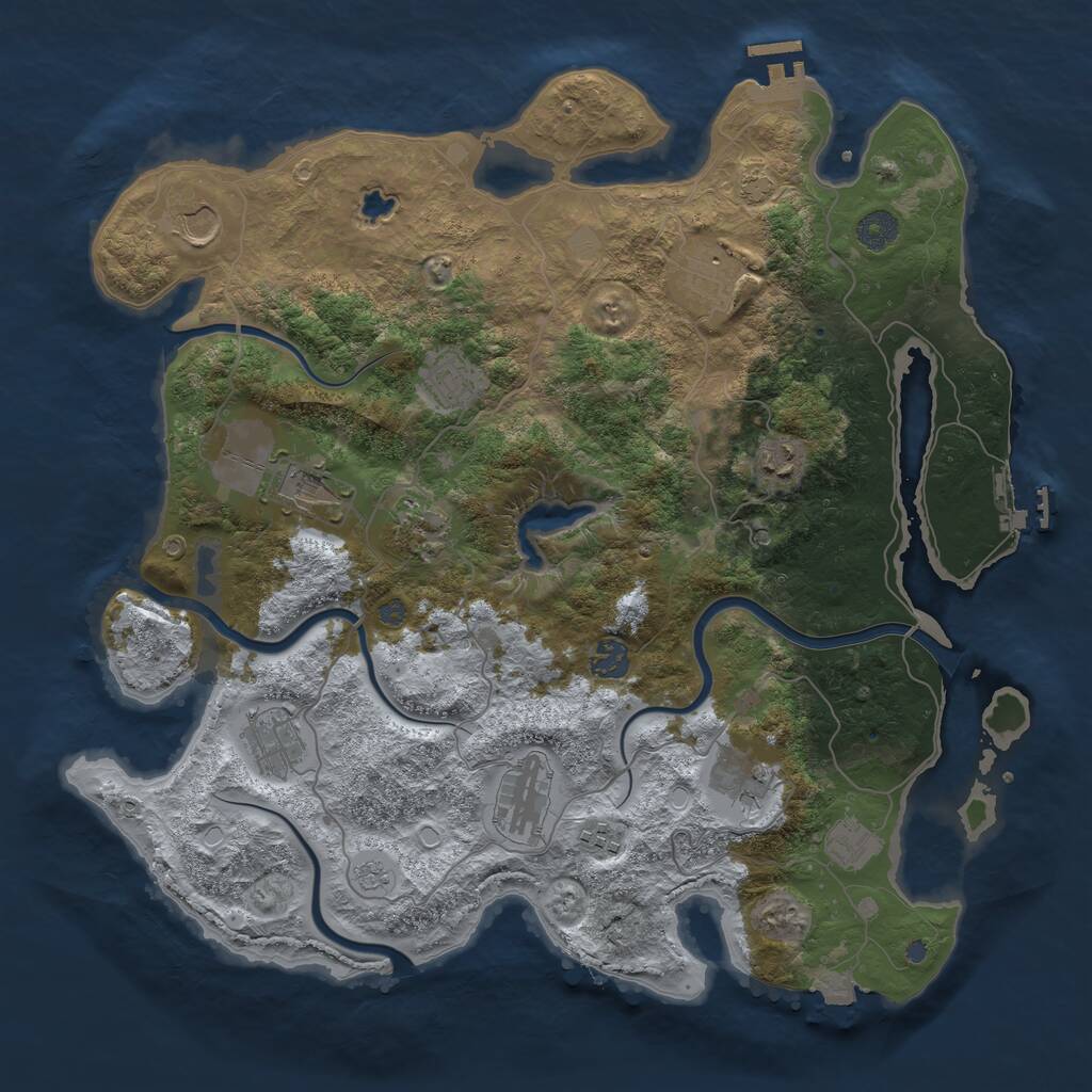 Rust Map: Procedural Map, Size: 4050, Seed: 1538688029, 19 Monuments