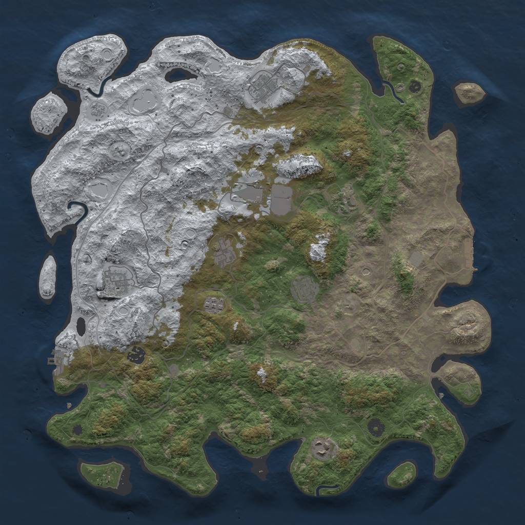 Rust Map: Procedural Map, Size: 4500, Seed: 4770824, 18 Monuments