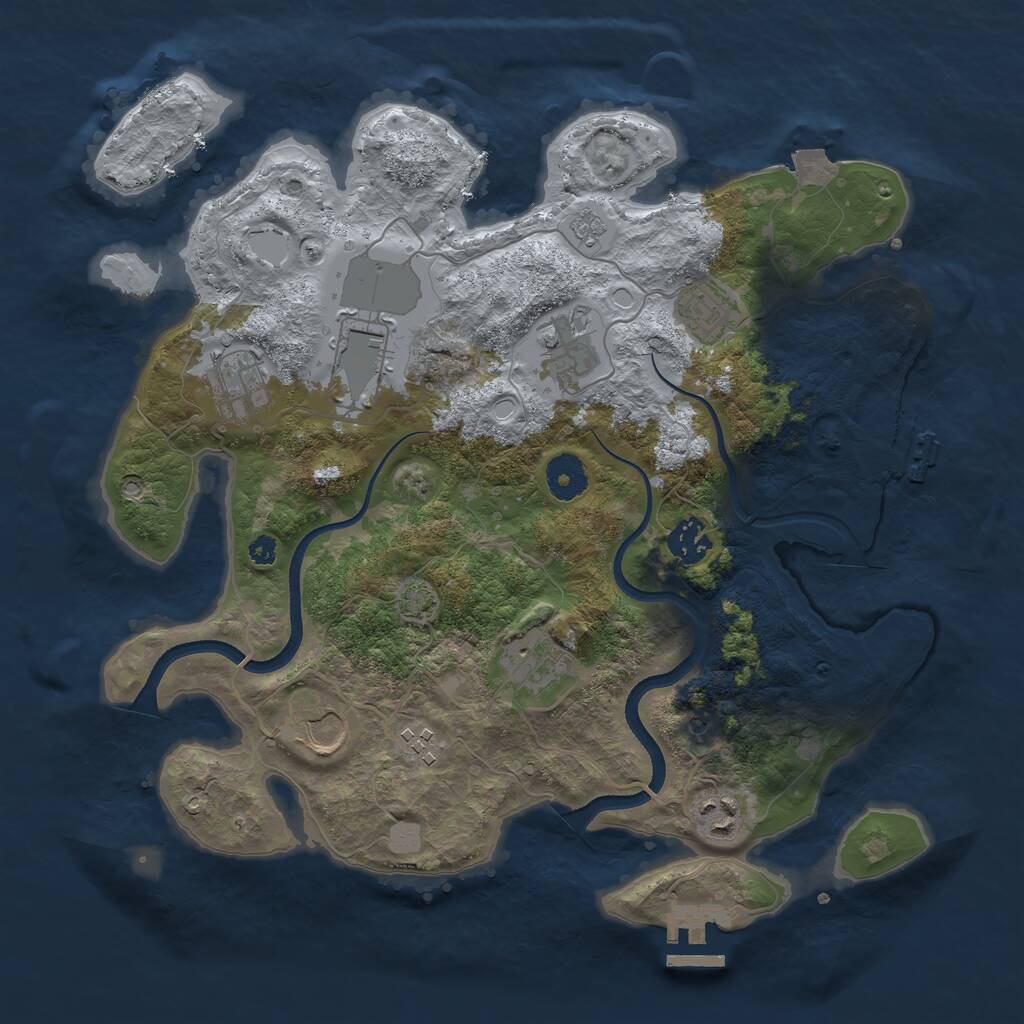Rust Map: Procedural Map, Size: 3550, Seed: 3919, 15 Monuments