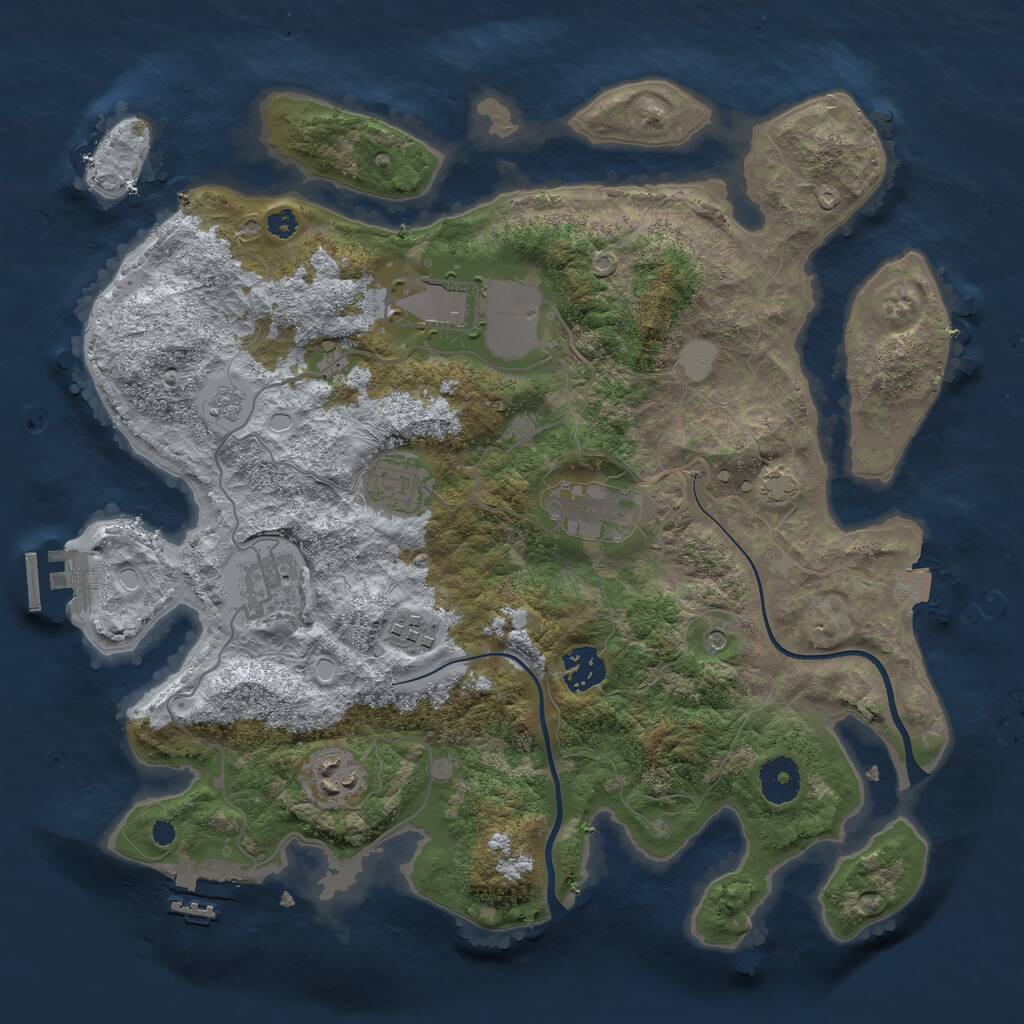Rust Map: Procedural Map, Size: 3500, Seed: 97142473, 13 Monuments