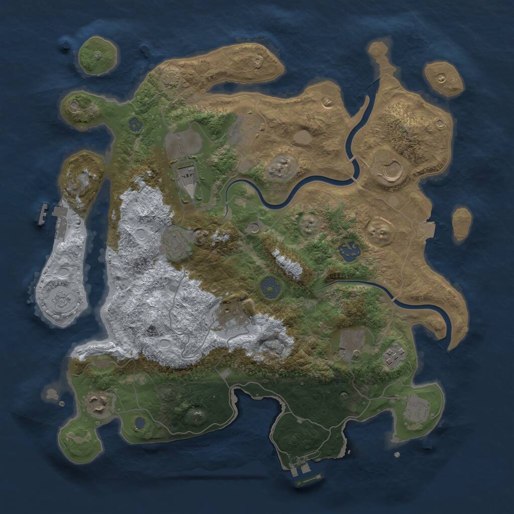 Rust Map: Procedural Map, Size: 3700, Seed: 827, 17 Monuments