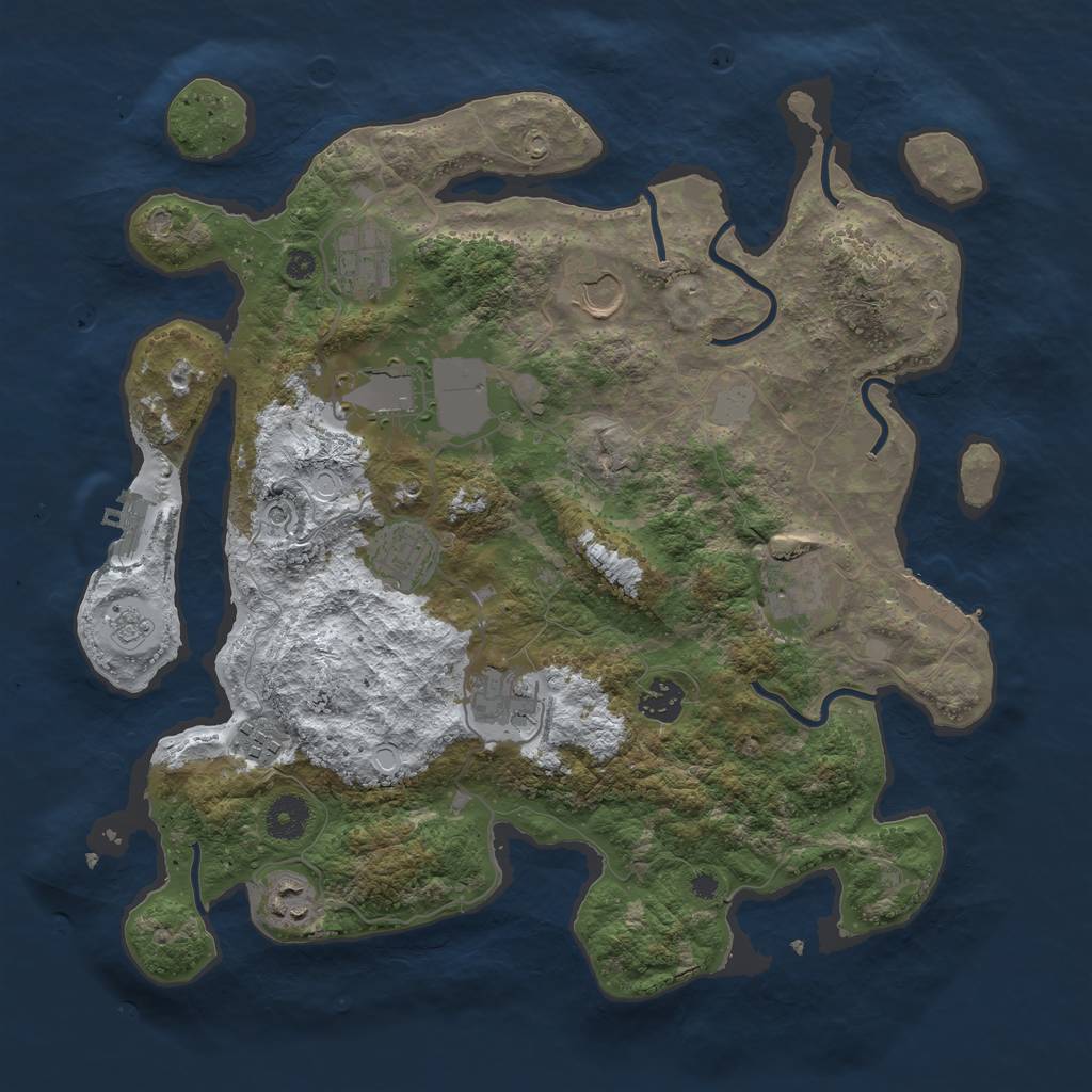 Rust Map: Procedural Map, Size: 3700, Seed: 827, 18 Monuments