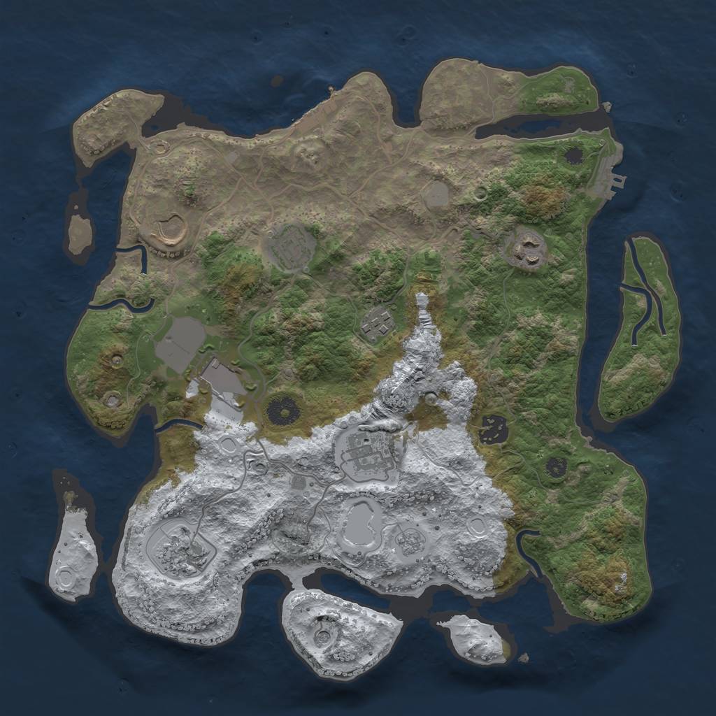 Rust Map: Procedural Map, Size: 3500, Seed: 9876514, 17 Monuments