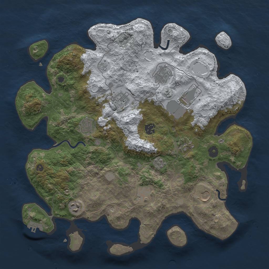 Rust Map: Procedural Map, Size: 3750, Seed: 486542, 18 Monuments