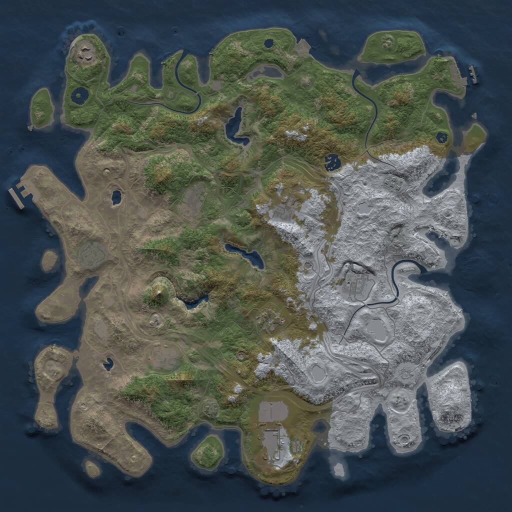 Rust Map: Procedural Map, Size: 4500, Seed: 22500, 16 Monuments