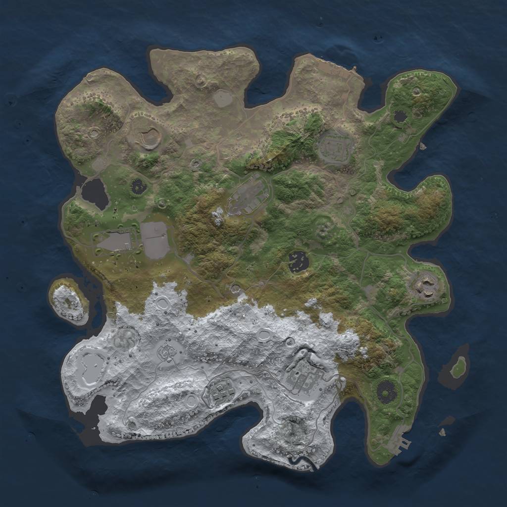 Rust Map: Procedural Map, Size: 3500, Seed: 86749322, 17 Monuments