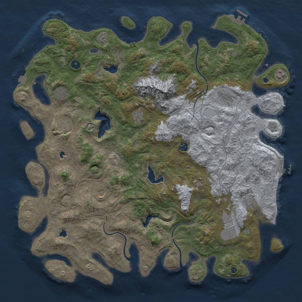 Rust Map: Procedural Map, Size: 5000, Seed: 687569735, 17 Monuments