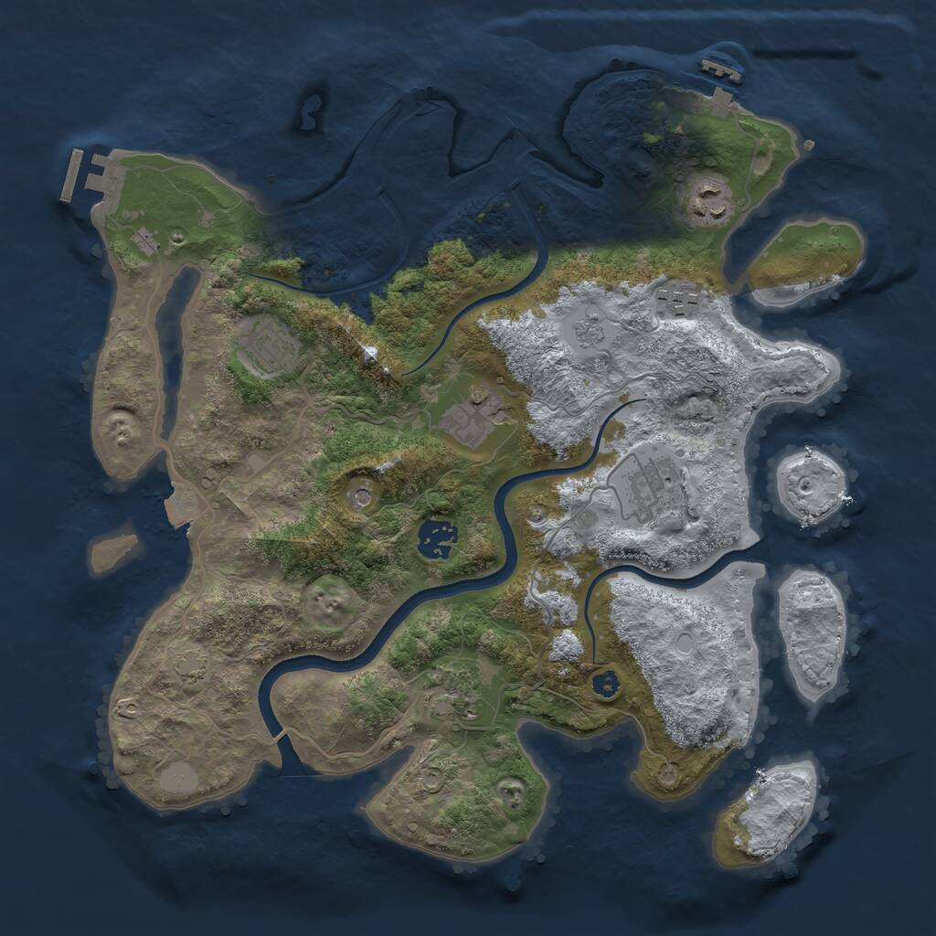 Rust Map: Procedural Map, Size: 3500, Seed: 634672644, 13 Monuments