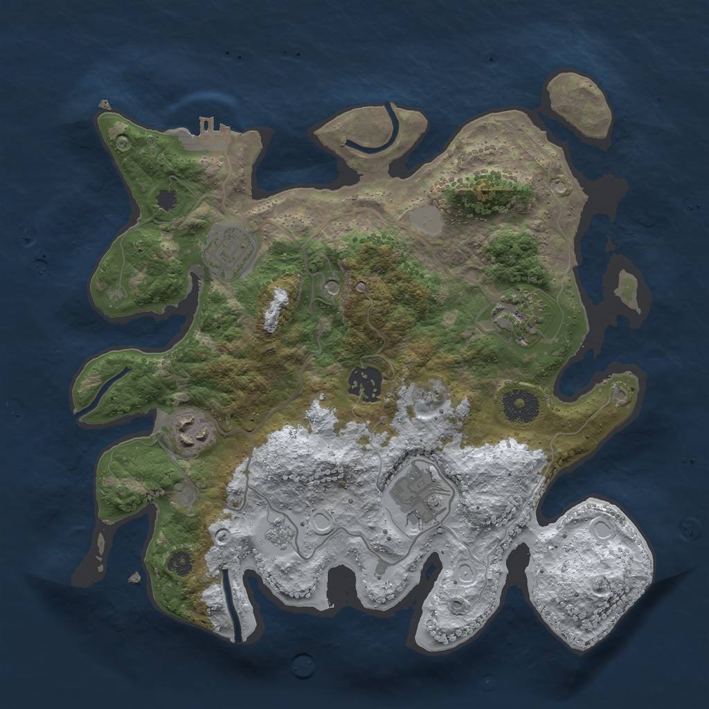 Rust Map: Procedural Map, Size: 3000, Seed: 303895977, 13 Monuments