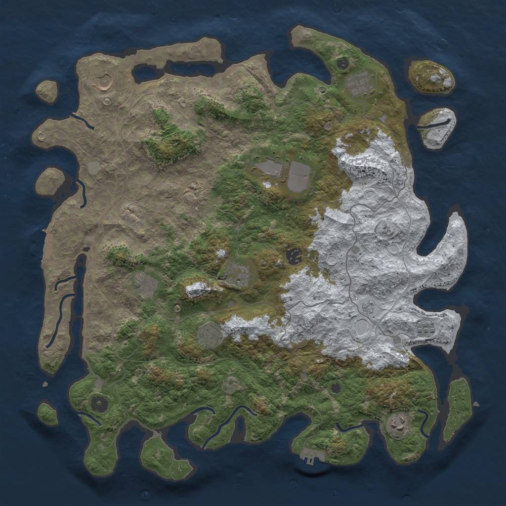 Rust Map: Procedural Map, Size: 4500, Seed: 253403431, 19 Monuments